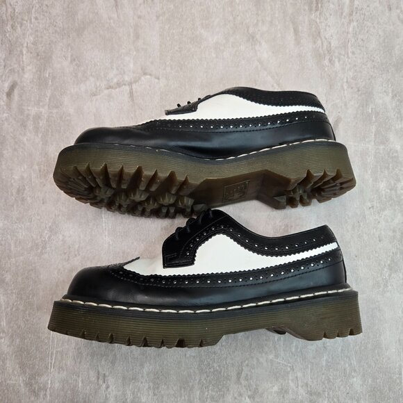 Dr. Martens Black and White Brogue Flats - Picture 6 of 10